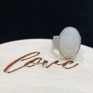 Silver Ring with White Oval Stone